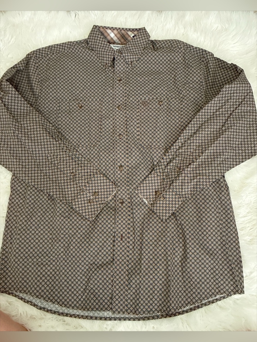 Wrangler Brown Patterned Casual Button-Down Shirt